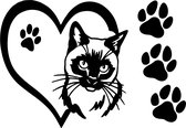 Auto - Raam sticker Hart met poes - Pootjes - Cats - Katten - Decoratief