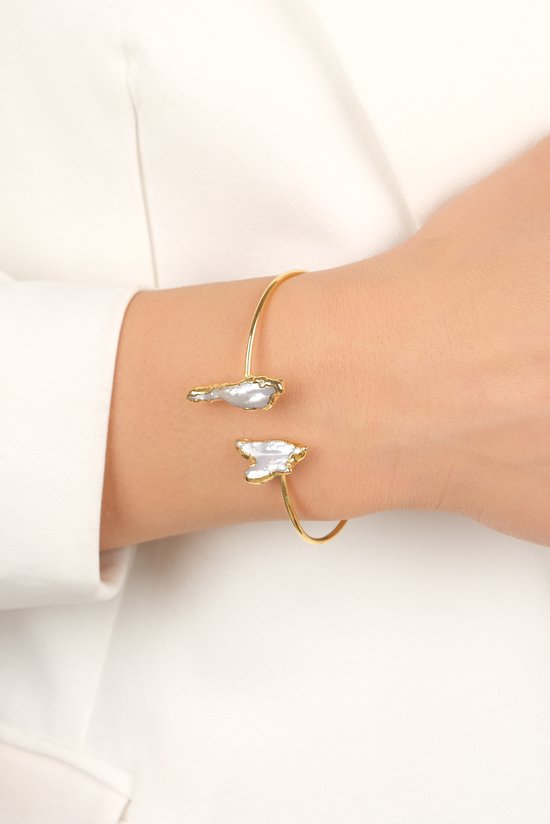 Goud vergulde ketting met ronde Labradoriet hanger | Sieraden met