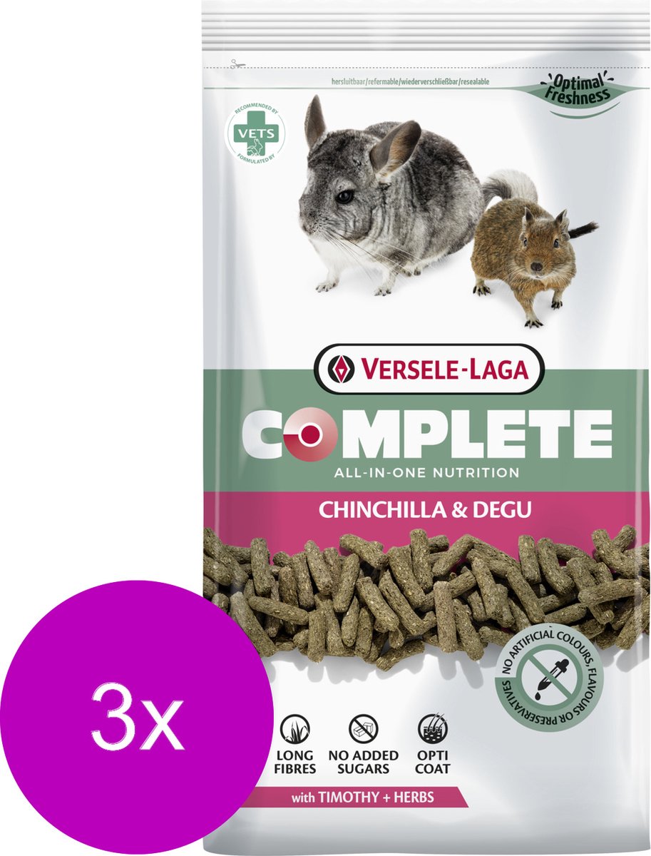 Versele-Laga Complete Chinchilla & Degu - Chinchillavoer - 3 x 1.75 kg
