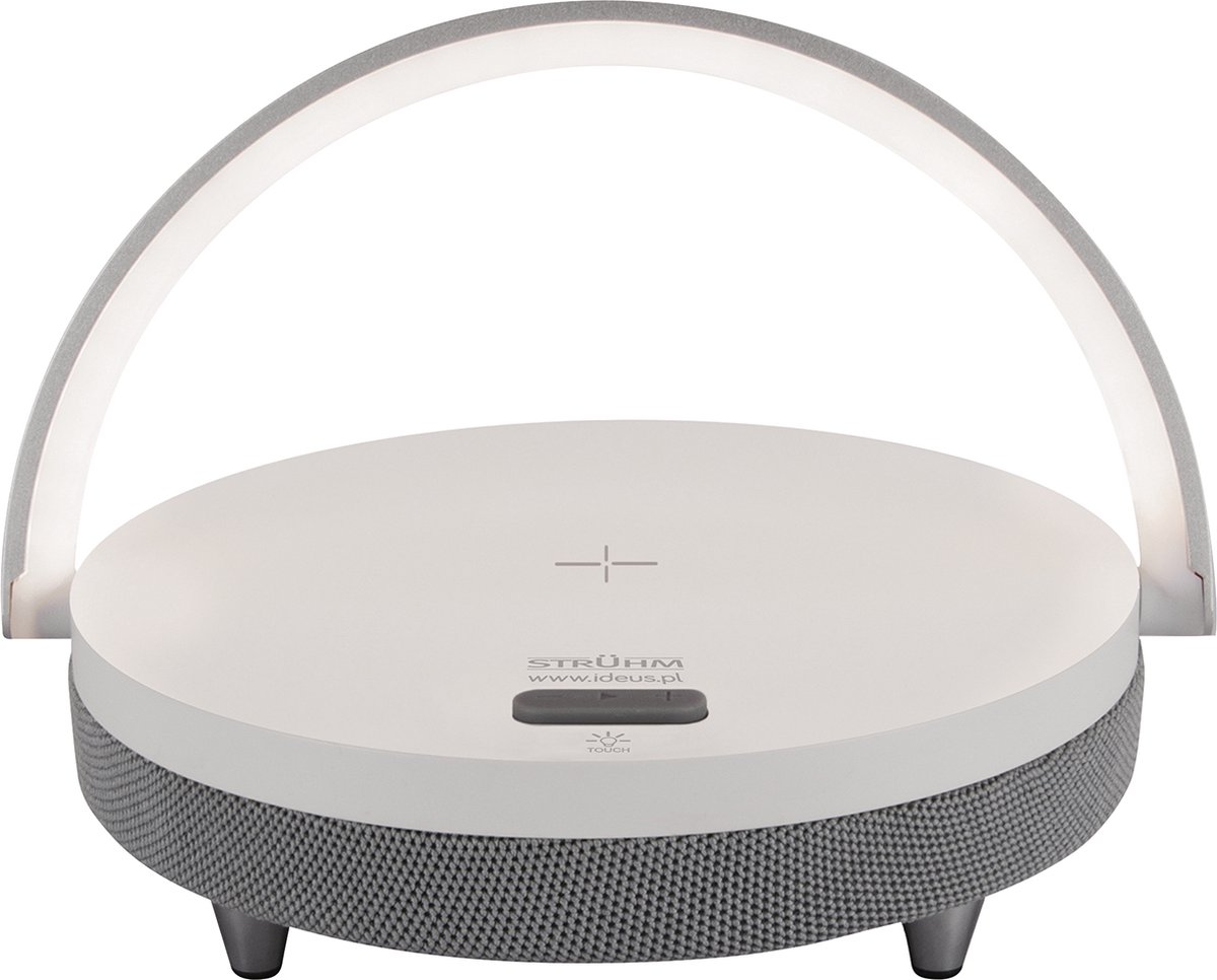 Led tafellamp -Bureaulamp - Dimbaar- Bluetooth speaker - Draadloos GSM oplader - wit/grijs