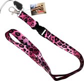 Fako Bijoux® - Keycord Print - Lanière - Lanière - Porte Badge - 51cm - 20mm - Rose Léopard