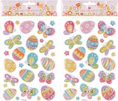 Stickervel met paaseieren en vlinders - 26 stickers - 2x stuks - Pasen thema