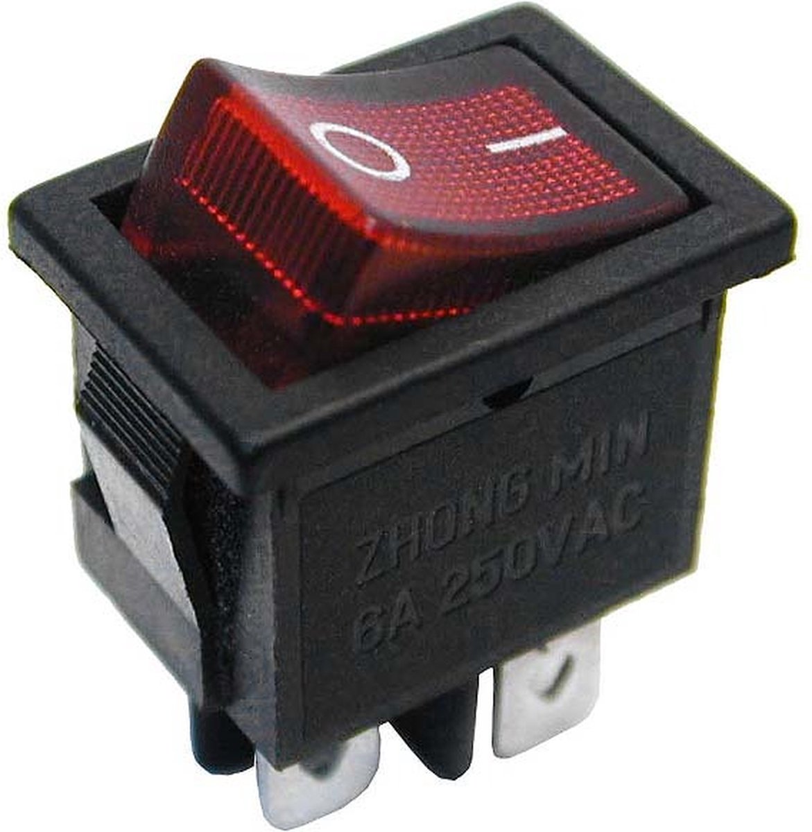 Schakelaar - rood - 250 volt - 3A - verlicht