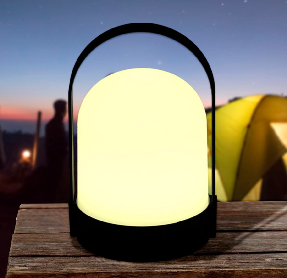Tafellamp - LED - Draagbaar - op Batterijen - Warm Wit Licht - Zwart - Binnen en Buiten - Sfeervol