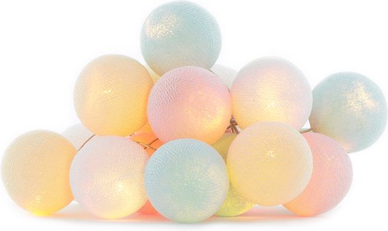 Cotton Ball Lights - Lichtsnoer - 10 LED's - Batterij - Binnen - Warm wit licht - Sfeervol - 1.5 M -