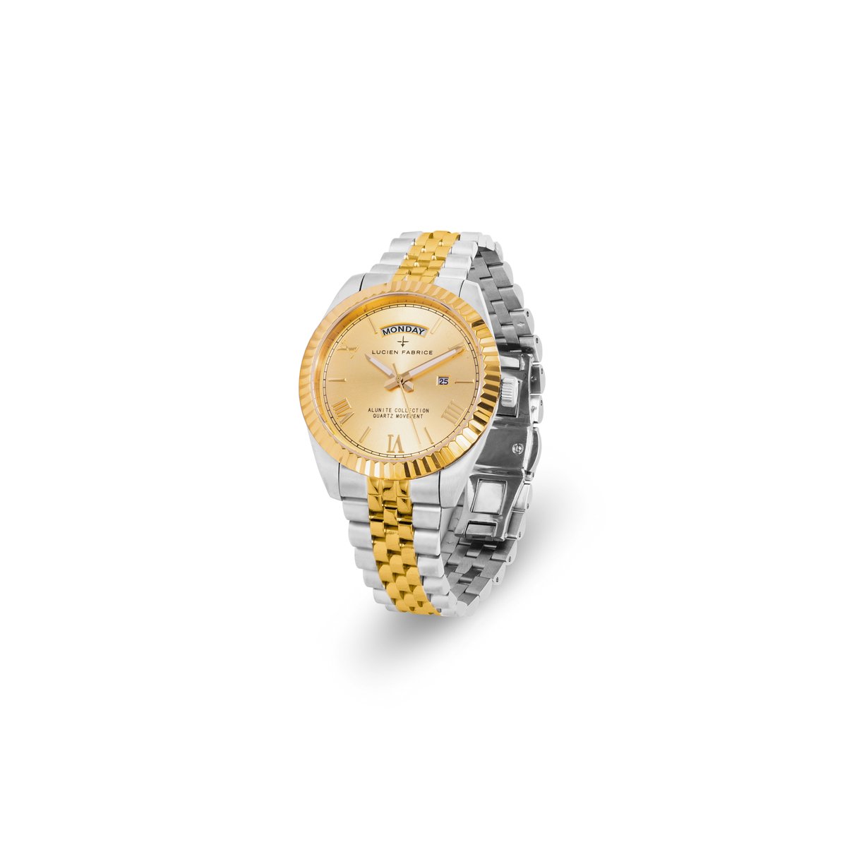 Lucien Fabrice horloge Alunite zilverkleurig-goudkleurig 40mm