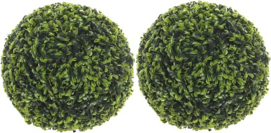 3x stuks buxus bollen Theeblad groen D27 cm - Kunstplanten/nepplanten - Tuinplanten Buxusbollen