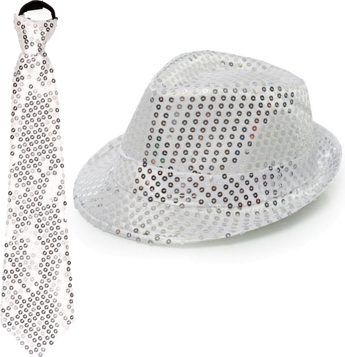 Faram Party habillage chapeau et bretelles - Paillettes Argent