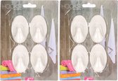 Crochets auto-adhésifs cuisine/salle de bain/vêtements/suspension - 8x pièces - plastique - blanc