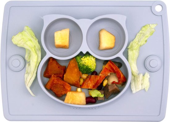 Mettez des assiettes à compartiments - Planche Bébé en silicone / Set de table antidérapant pour Kids avec ventouses - Entraînement à l'auto-alimentation