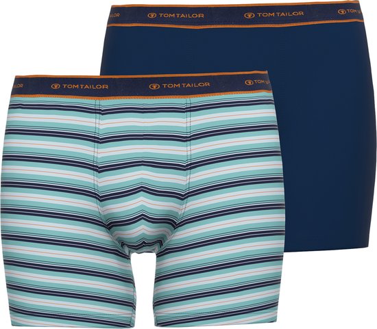 TOM TAILOR heren boxer normale lengte (2-pack) - middengroen gestreept - Maat: L