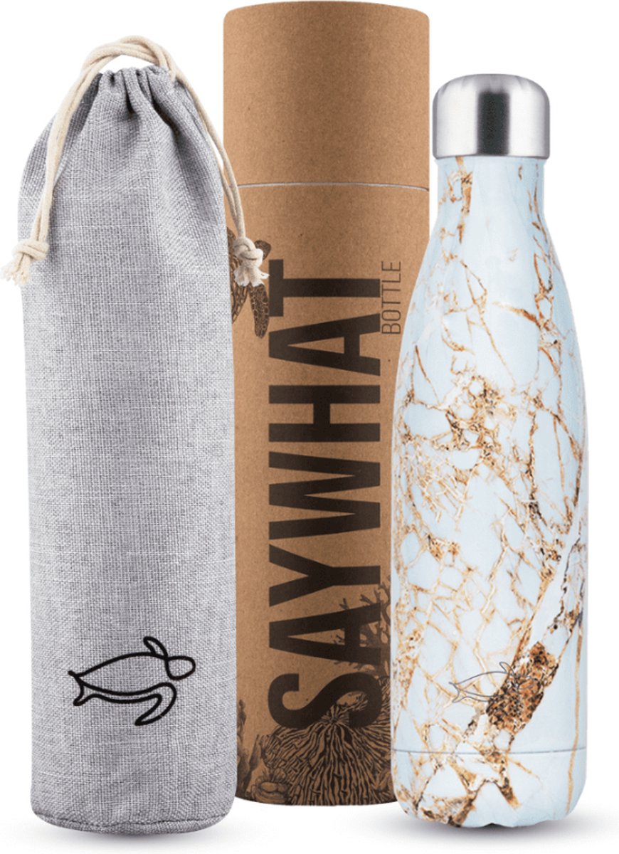 SayWhat Bottle Gold Stone - 500ml - Drinkfles - Waterfles - Thermosfles - Thermoskan