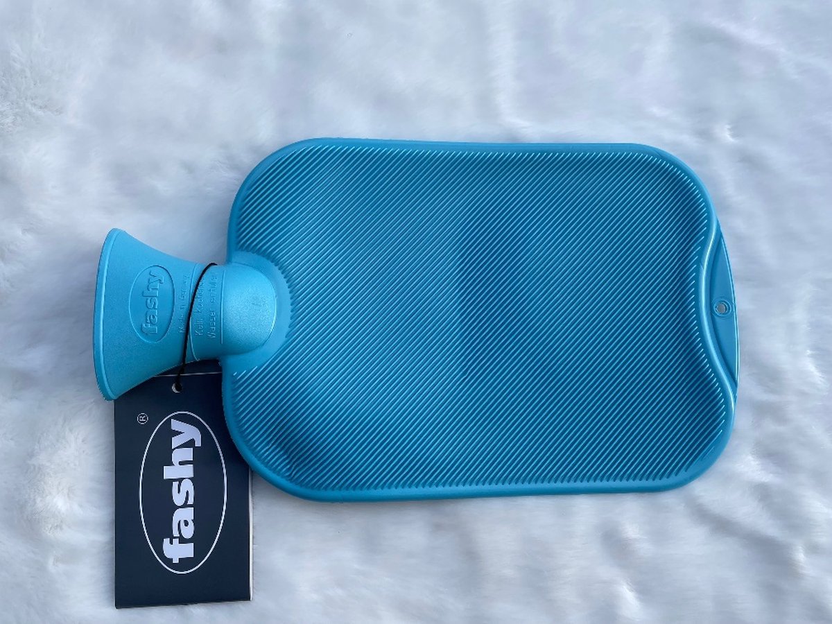Goedkoopste Fashy - Warmwaterkruik - Enkelzijdig Geribbeld - Midden Blauw