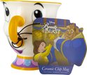 Mug Chip en céramique avec étiquette 'La Belle et la Bête' montrant Belle et la Bête.