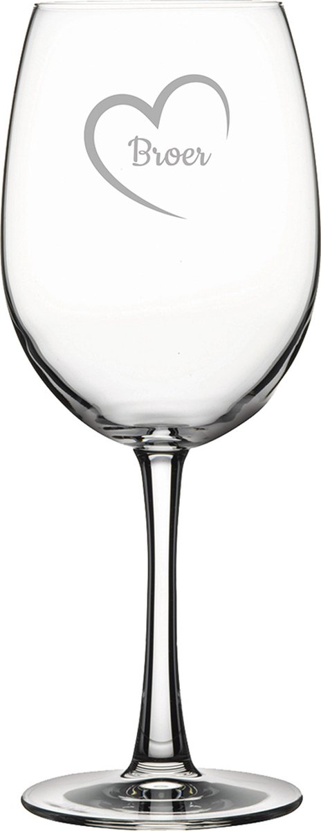 Gegraveerde Rode wijnglas 46cl Broer met hartje