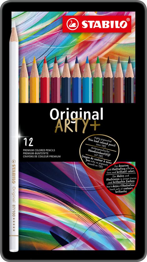 Crayons de couleur originaux STABILO - Coffret métal 12 pcs | bol