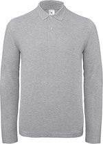 Polo manches longues homme ID.001 Heather Grijs marque B&C taille L