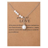 Bixorp Luck Zilveren Dames Ketting met Vijf Parels - "Pearls of Love" - 45/50cm - Cadeau voor Vrouw - Zilverkleurig