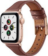 By Qubix Leren bandje - Bruin - Geschikt voor Apple Watch 42mm - 44mm - 45mm - Ultra - 49mm - Compatible Apple watch bandje - smartwatch bandje leder