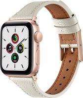 By Qubix Leren bandje - Room wit - Geschikt voor Apple Watch 38mm - 40mm - 41mm - Compatible Apple watch bandje - smartwatch bandje leder leren iWatch