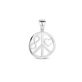 Zilveren hanger cirkel hart, peace en infinity