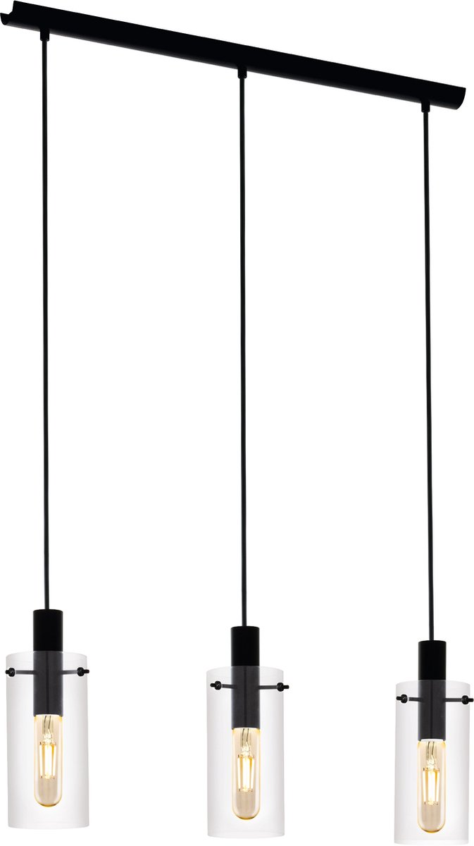 EGLO Montefino - hanglamp - 3-lichts - E27 - zwart/glas op Prijzenvolger.com