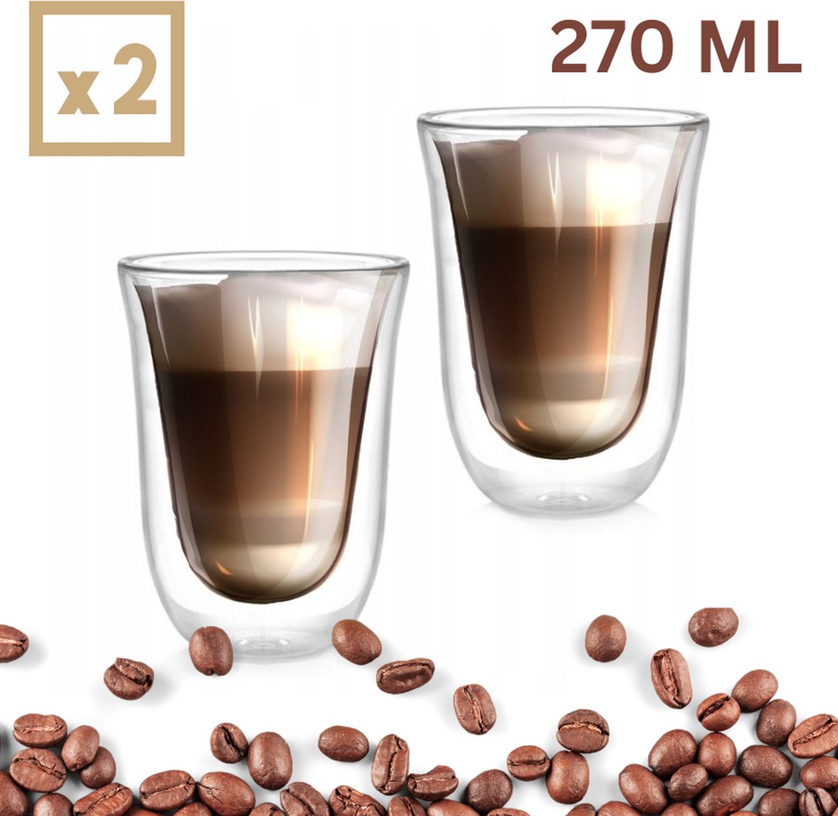 Chimneys Blend - Set 2x Dubbelwandige Koffieglazen 270ml - Cappuccino Glazen - Glazen Dubbelwandig - Latte Glazen - Koffieglazen - 270ml ml - 2 Stuks – Handgemaakt