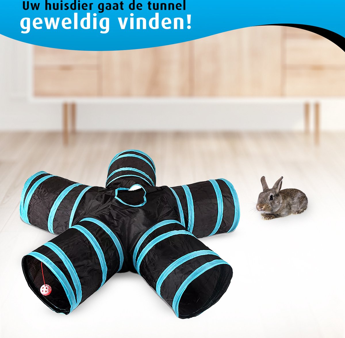 Kattentunnel - 5 Gangen - Konijnentunnel - Speeltunnel - Kattenspeelgoed - Kattenspeeltjes - Kruiptunnel — afbeelding 2