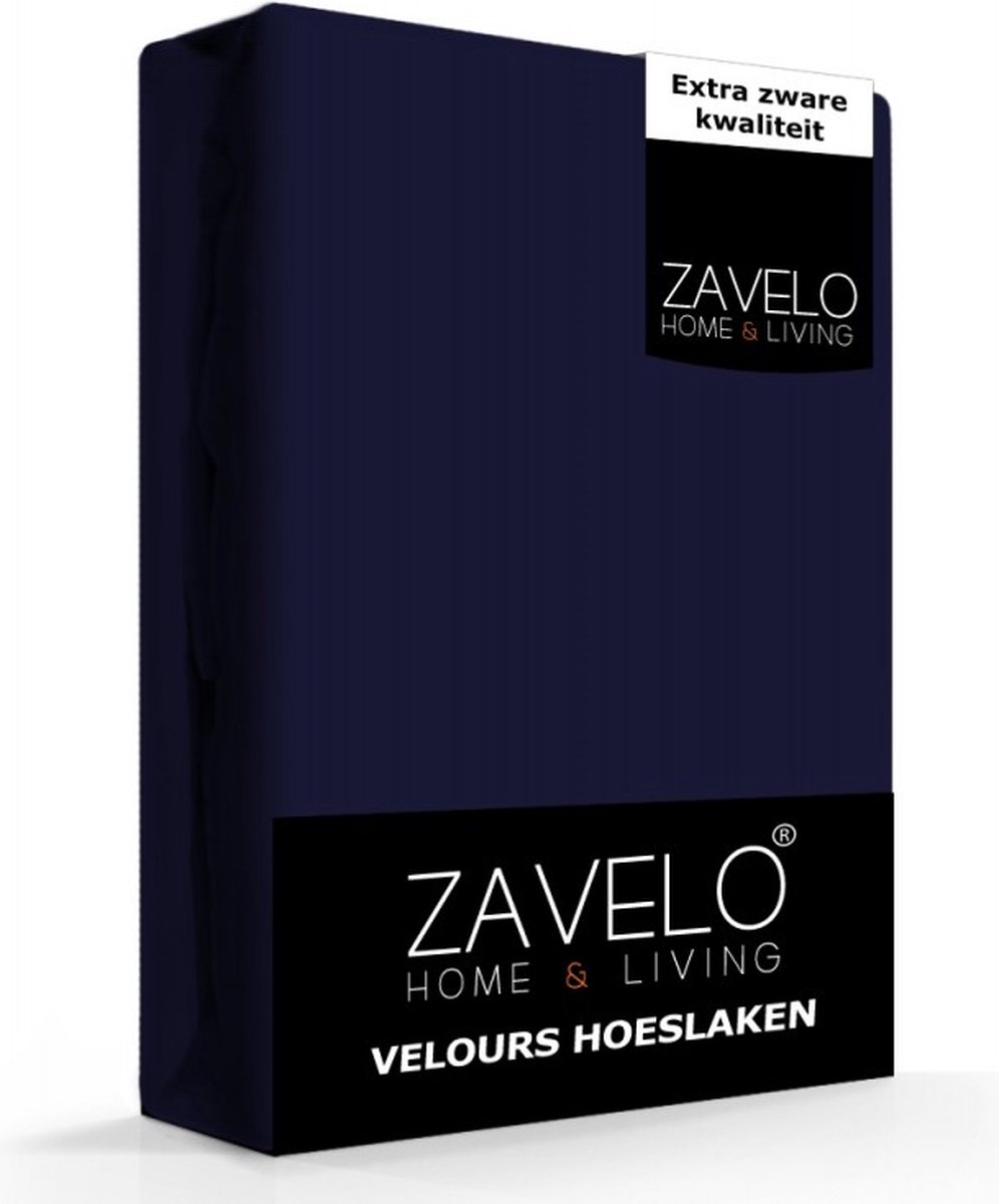 Zavelo Hoeslaken Velours Navy - Fluweel Zacht - 30 cm Hoekhoogte - Rondom Elastiek - Velvet - 2-persoons 140/150x200/220 cm