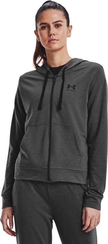 Sweat à capuche zippé rival terry gris homme - Under Armour