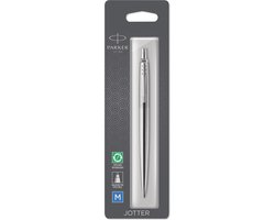 Parker Jotter Balpen | Roestvrij staal met chroom afwerking | Medium punt | Blauwe inkt