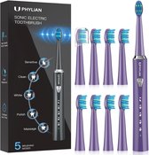 Elektrische tandenborstel – - Automatische Timer - Waterdicht – 5 standen – Whitening – 60 dagen zonder opladen - Inclusief 8 opzetborstels - Paars