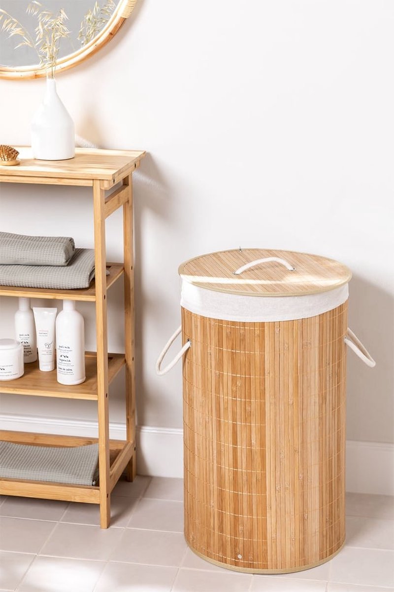 MIRA Home - BOSTIC - Jerez - Bamboe Wasmand - Functioneel en Decoratief - Duurzaam - Natuurlijk en Eenvoudig Ontwerp - Afmetingen 60cm