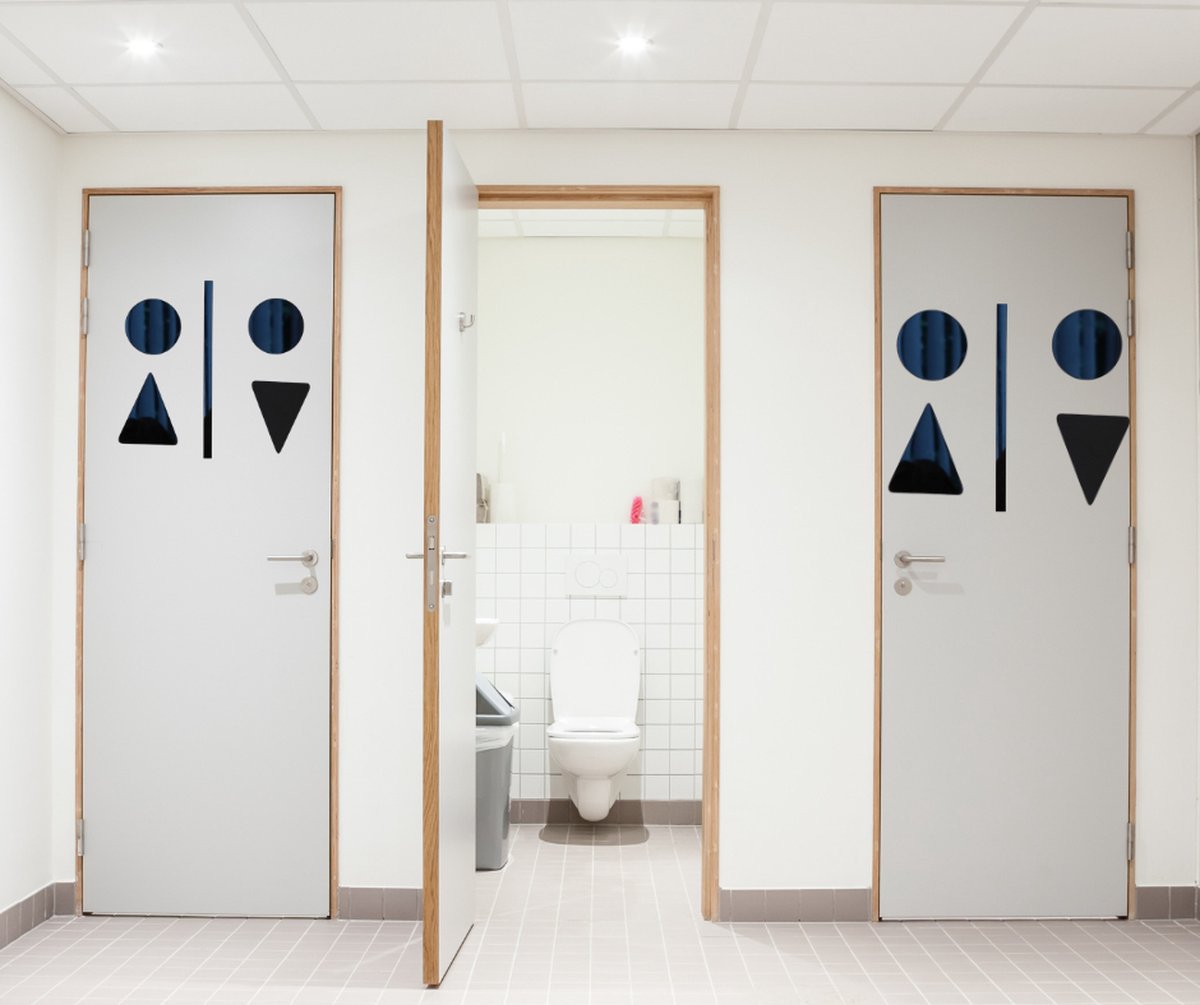 Toilet deur- bordje - pictogram - man vrouw - symbool 12 cm - Zwart ...