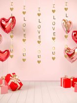 Originele Slinger I love you | Goud glans | Vlag – Versiering – Banner – Guirlande | Moederdag - Vaderdag - Verjaardag – Feest – Party – Birthday - Huwelijk - Valentijn - DH collection