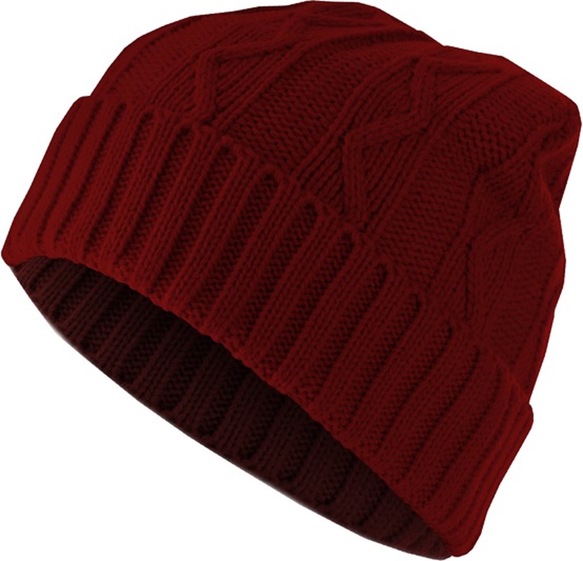 MasterDis beanie muts cable maroon one size