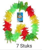 7 stuks Hawaii Krans/ Slinger Rood/ Geel/ Groen. Carnaval, Hawaii, Zomer, Voetbal, Verjaardag