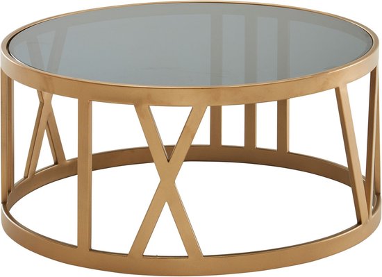 Koffietafel Metaal En Massief Mango-Hout 60x60x40 Cm Salontafel Goud Ronde Tafel Woonkamer Moderne Met Opbergruimte Kleine Bijzettafel Woonkamertafel