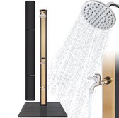 AREBOS Shower Solar Zwart / Or 35 L avec Plaque de Fond Anthracite