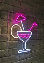 OHNO Neon Verlichting Cocktail - Neon Lamp - Wandlamp - Decoratie - Led - Verlichting - Lamp - Nachtlampje - Mancave - Neon Party - Wandecoratie woonkamer - Wandlamp binnen - Lampen - Neon - Led Verlichting - Wit, Geel, Paars