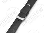 Horlogeband leer - Sydney zwart met witte stiksels 22 mm