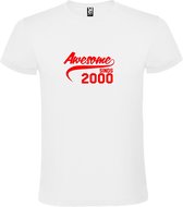 Wit T-Shirt met “Awesome sinds 2000 “ Afbeelding Rood Size XXXXXL