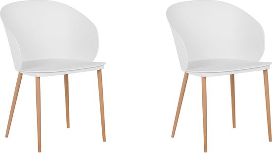 Miliboo Chaise design blanc et bois clair ARAMIS - Meubles Simples