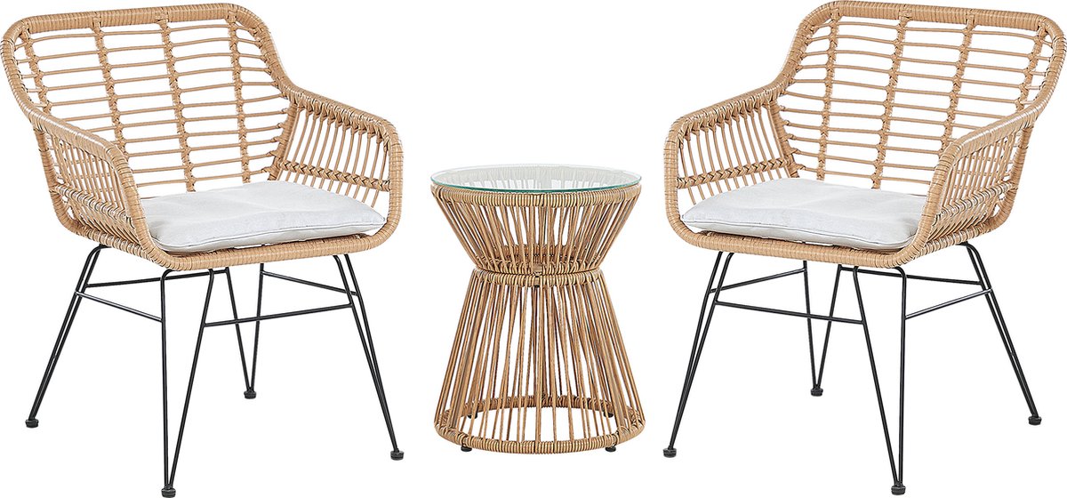 TRESTINA - Bistroset voor 2 - Natuurlijk - PE rotan
