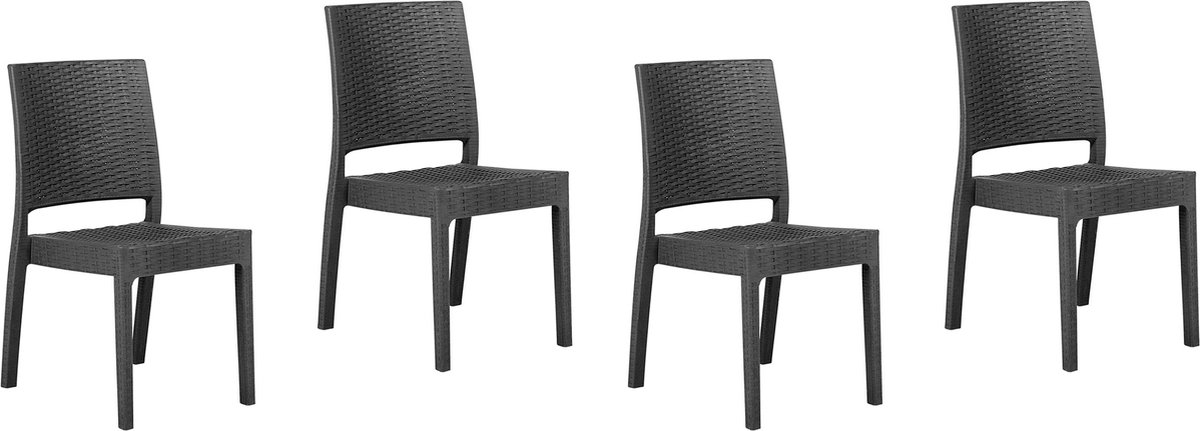 BELIANI FOSSANO - Tuinstoel set van 4 - Grafietgrijs - Synthetisch materiaal