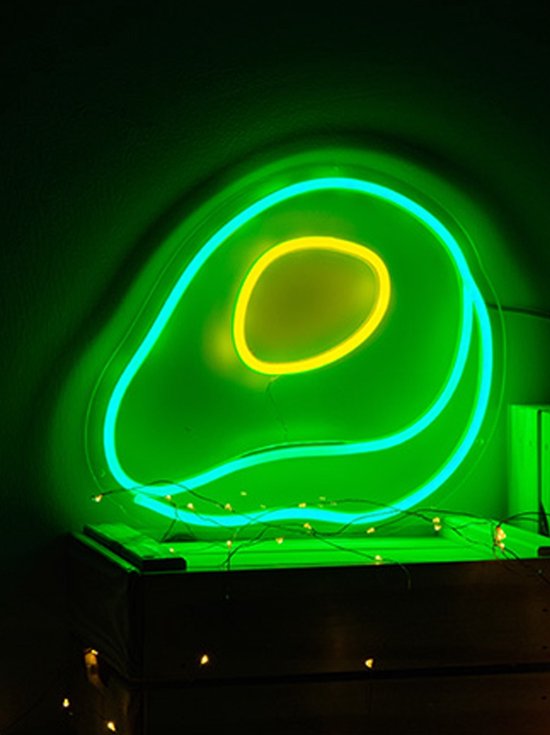 OHNO Neon Verlichting Avocado - Neon Lamp - Wandlamp - Decoratie - Led - Verlichting - Lamp - Nachtlampje - Mancave - Neon Party - Kamer decoratie aesthetic - Wandecoratie woonkamer - Wandlamp binnen - Lampen - Neon - Led Verlichting - Groen, Geel