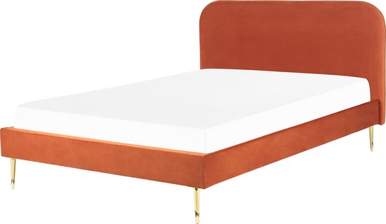 FLAYAT - Tweepersoonsbed - Oranje - 160 x 200 cm - Fluweel