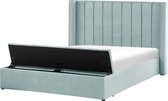 NOYERS - Bed met opbergruimte - Mintgroen - 160 x 200 cm - Fluweel