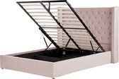 LUBBON - Bed met opbergruimte - Lichtgrijs - 160 x 200 cm - Fluweel