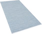 DERINCE - Laagpolig vloerkleed - Blauw - 80 x 150 cm - Katoen